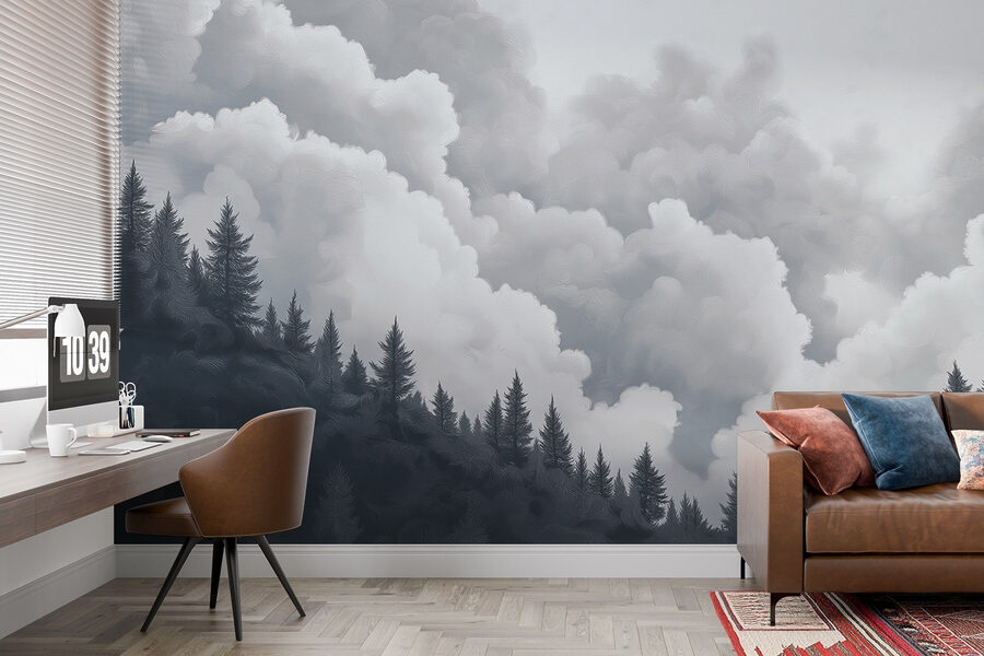 Grupo de árboles y nubes