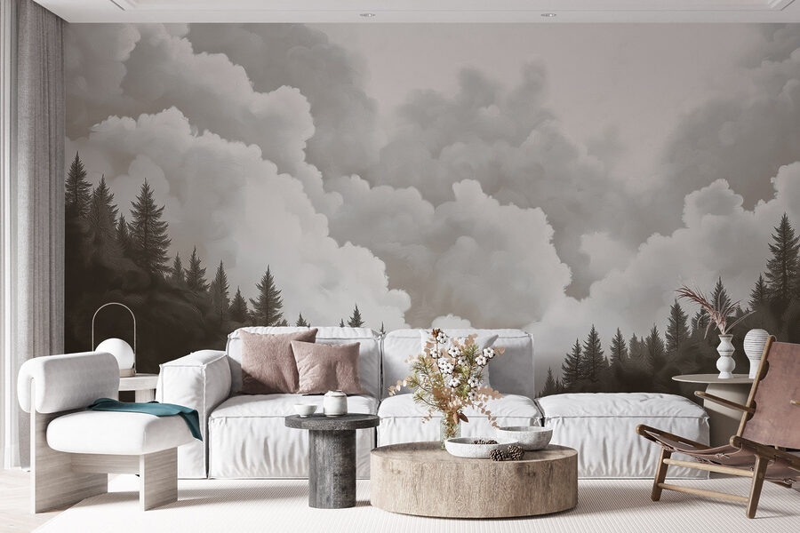 Grupo de árboles y nubes