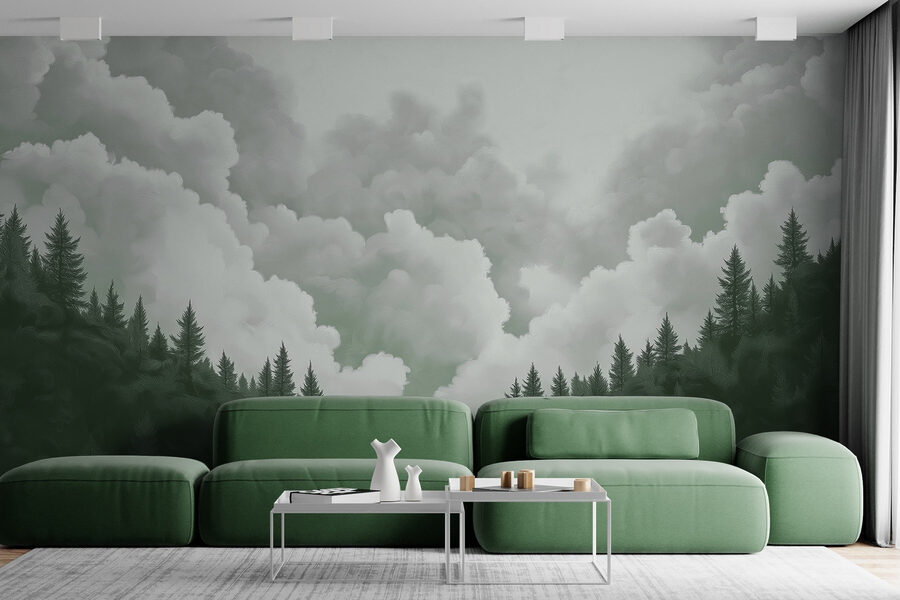 Grupo de árboles y nubes
