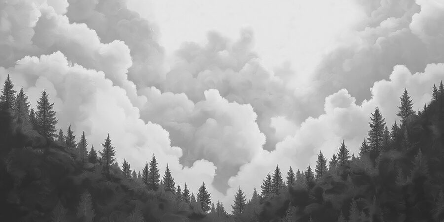 Fotomurales Foto en blanco y negro de un bosque - Imagen 5