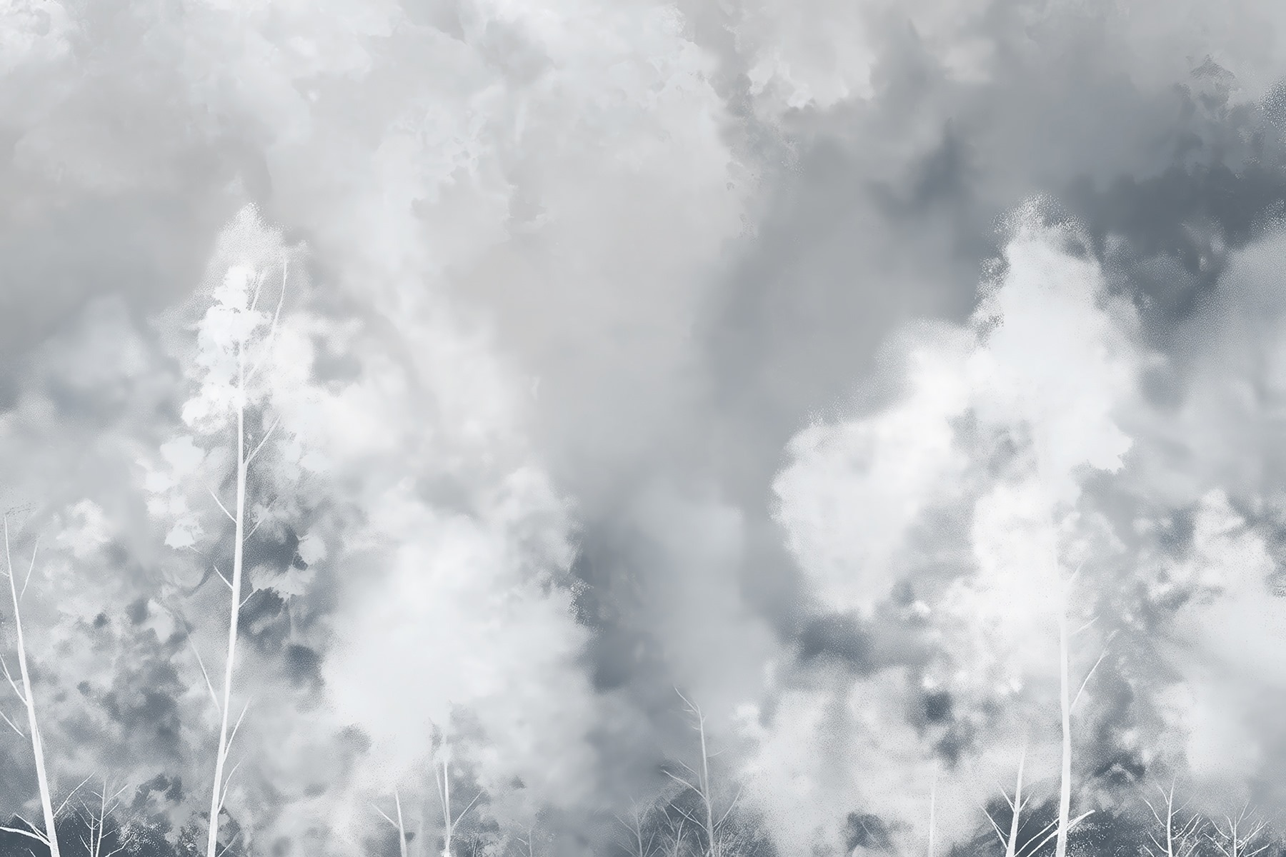 Group of trees with smoke Group of trees with smoke