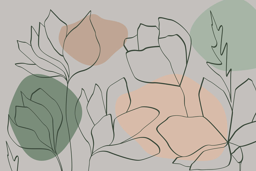 Dibujo de flores y hojas