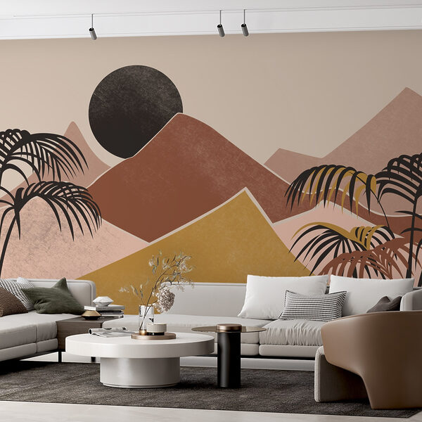 Fotomurales Fotomurales Paisaje con palmeras y montañas (SKU: w02426)