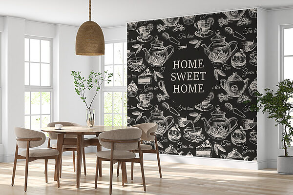 Papel pintado con teteras y tazas Papel pintado con teteras y tazas