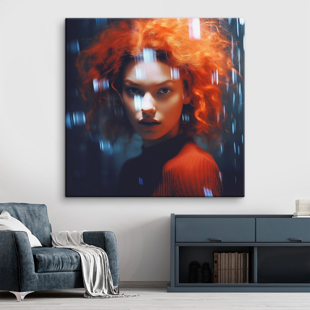 Woman with red hair and rain drops Woman with red hair and rain drops