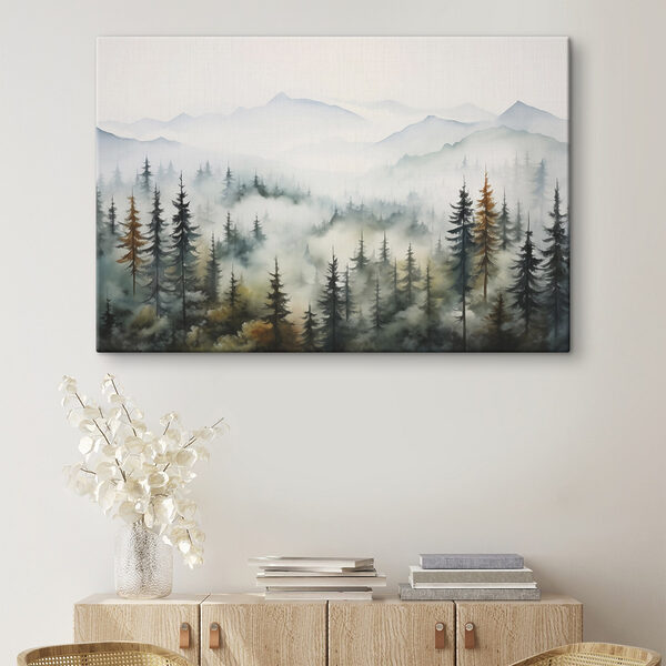 Painting of trees and fog Painting of trees and fog
