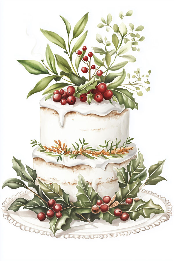Cake with berries and leaves Cake with berries and leaves