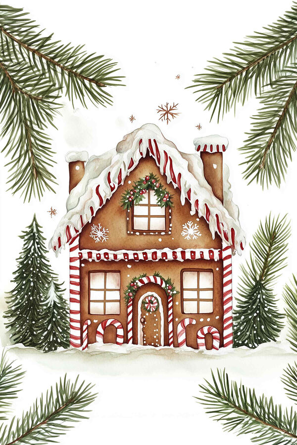Gingerbread house with snow on it