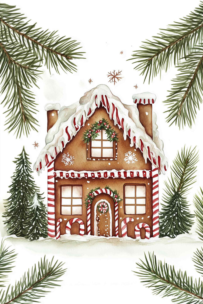 Gingerbread house with snow on it