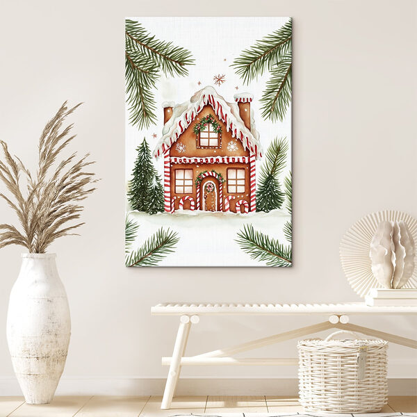 Gingerbread house with snow on it