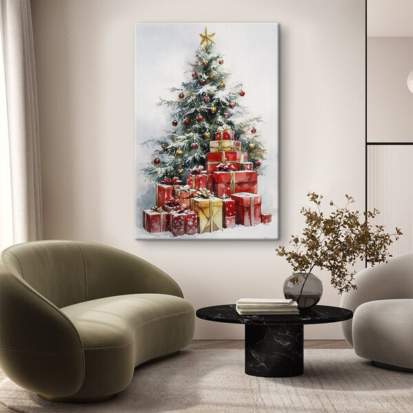Cuadros Acuarela de regalos bajo un árbol de Navidad (SKU: s41953) Cuadros Cuadros Acuarela de regalos bajo un árbol de Navidad (SKU: s41953)