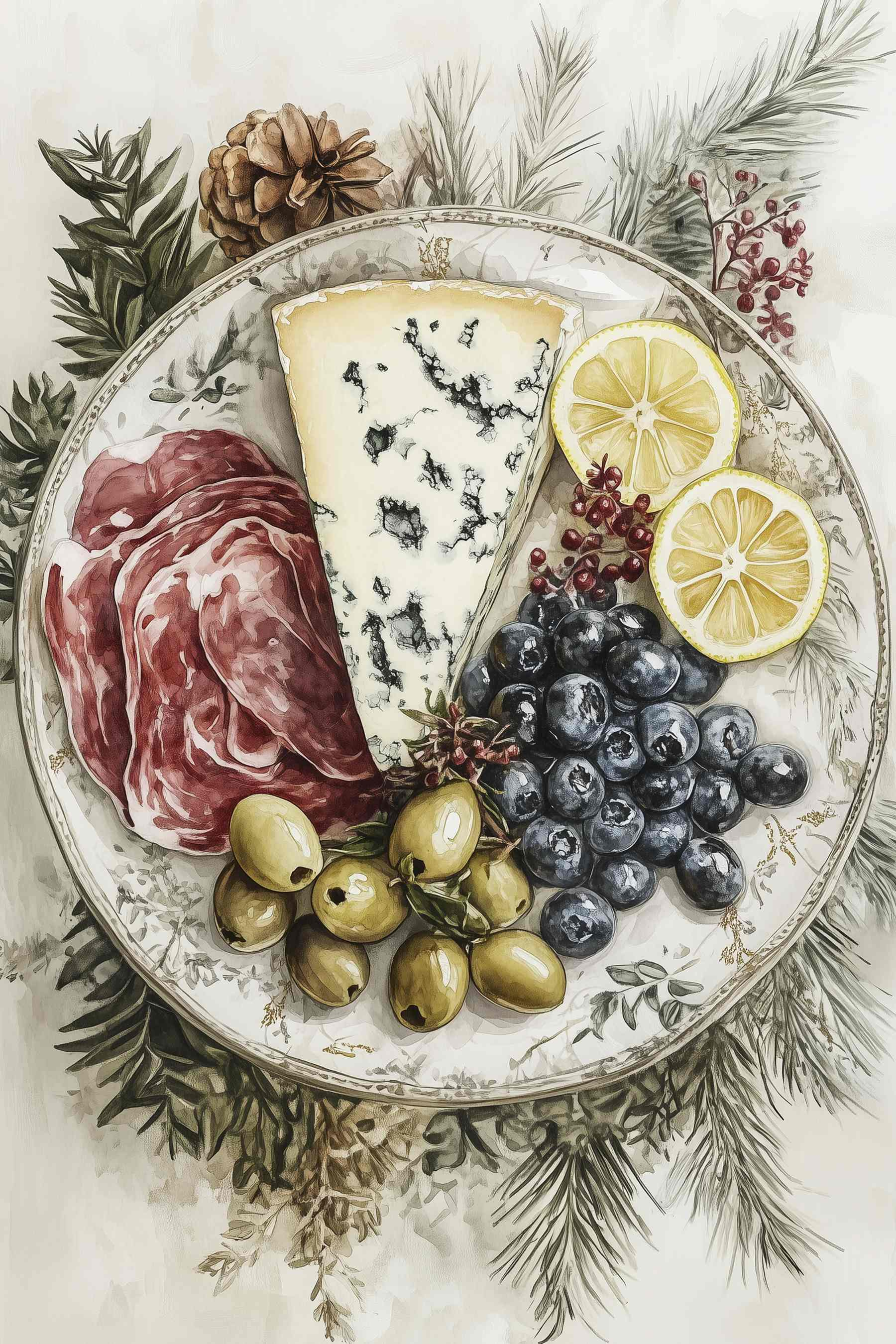 Plate of food with fruit and cheese Plate of food with fruit and cheese