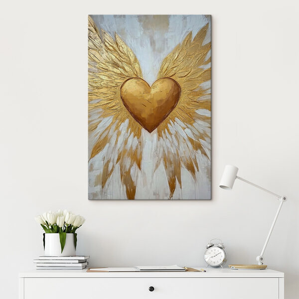 Cuadros Corazón con alas pintadas