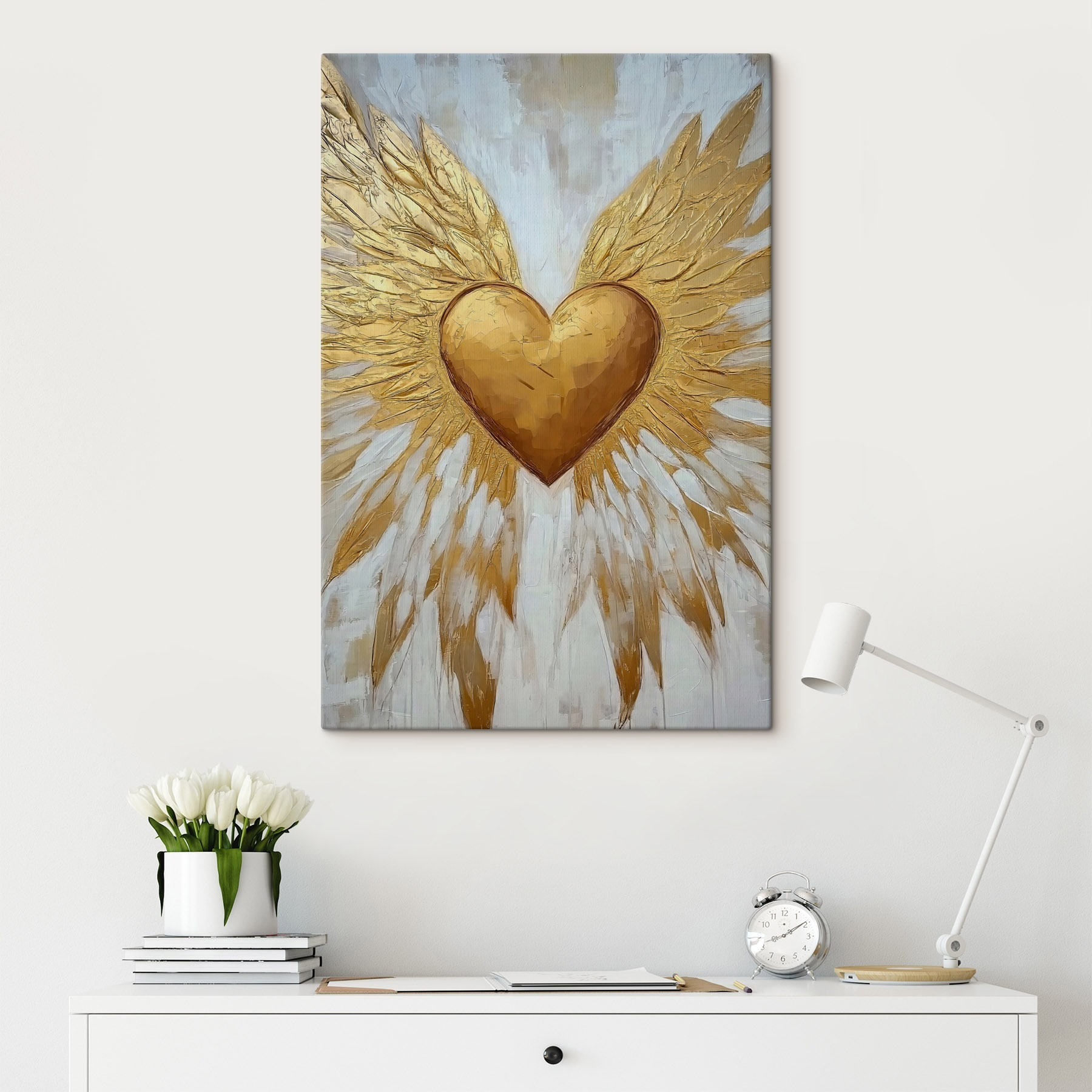 Heart with wings painted on it