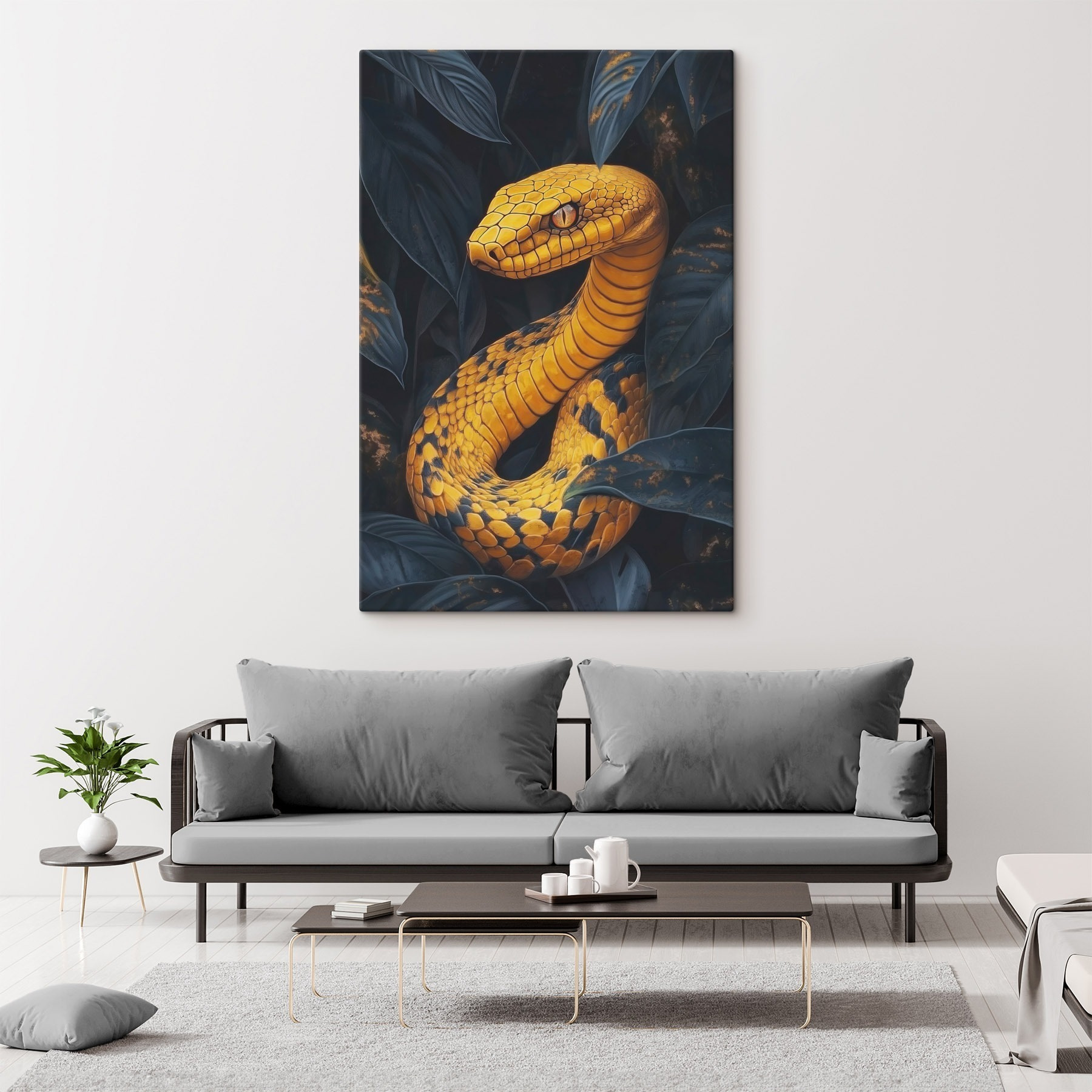 Yellow snake with black leaves Yellow snake with black leaves