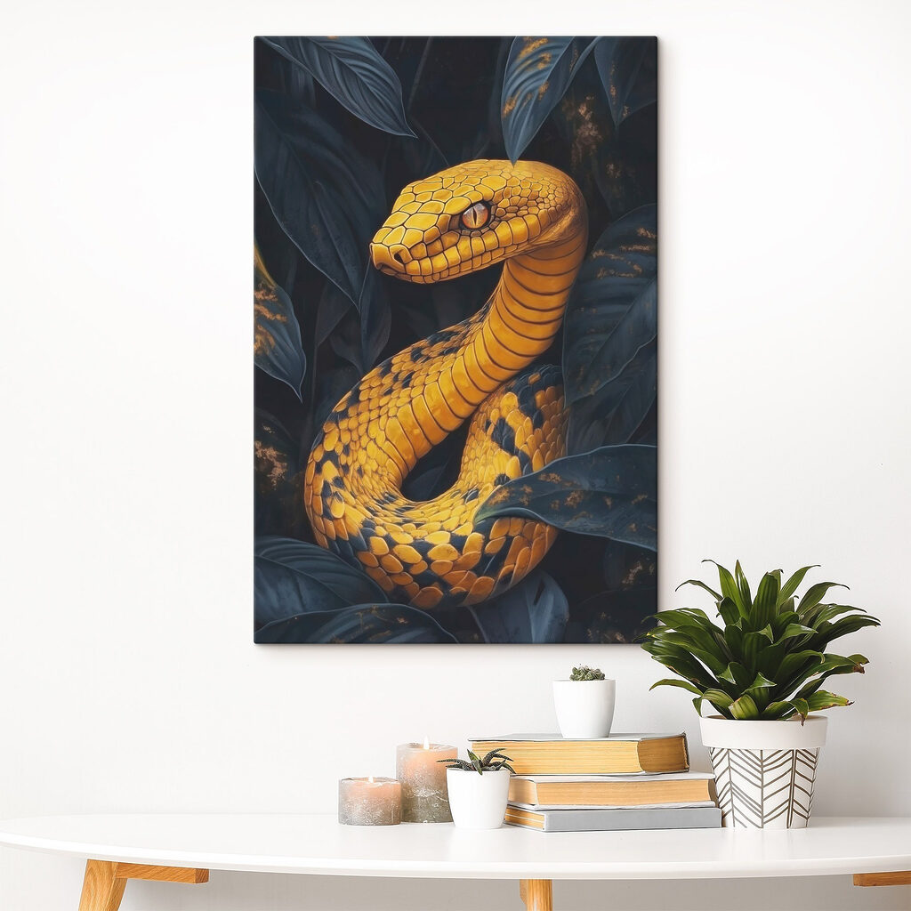 Yellow snake with black leaves Yellow snake with black leaves