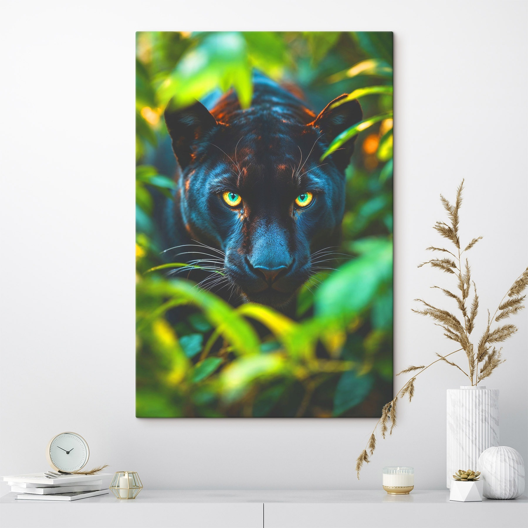 Black panther with green eyes Black panther with green eyes