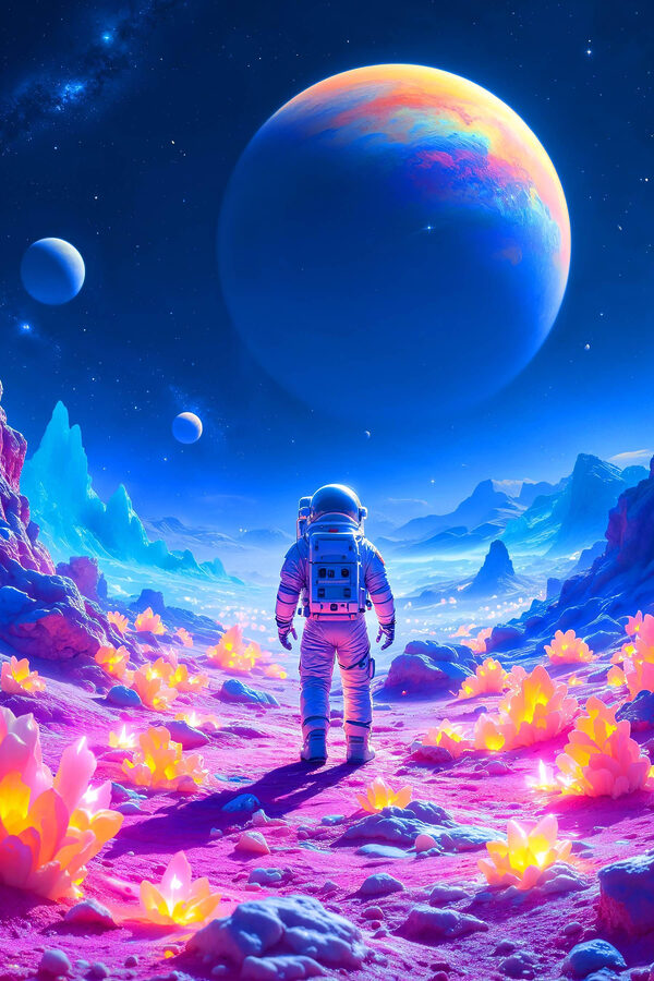 Astronaut walking on a desert