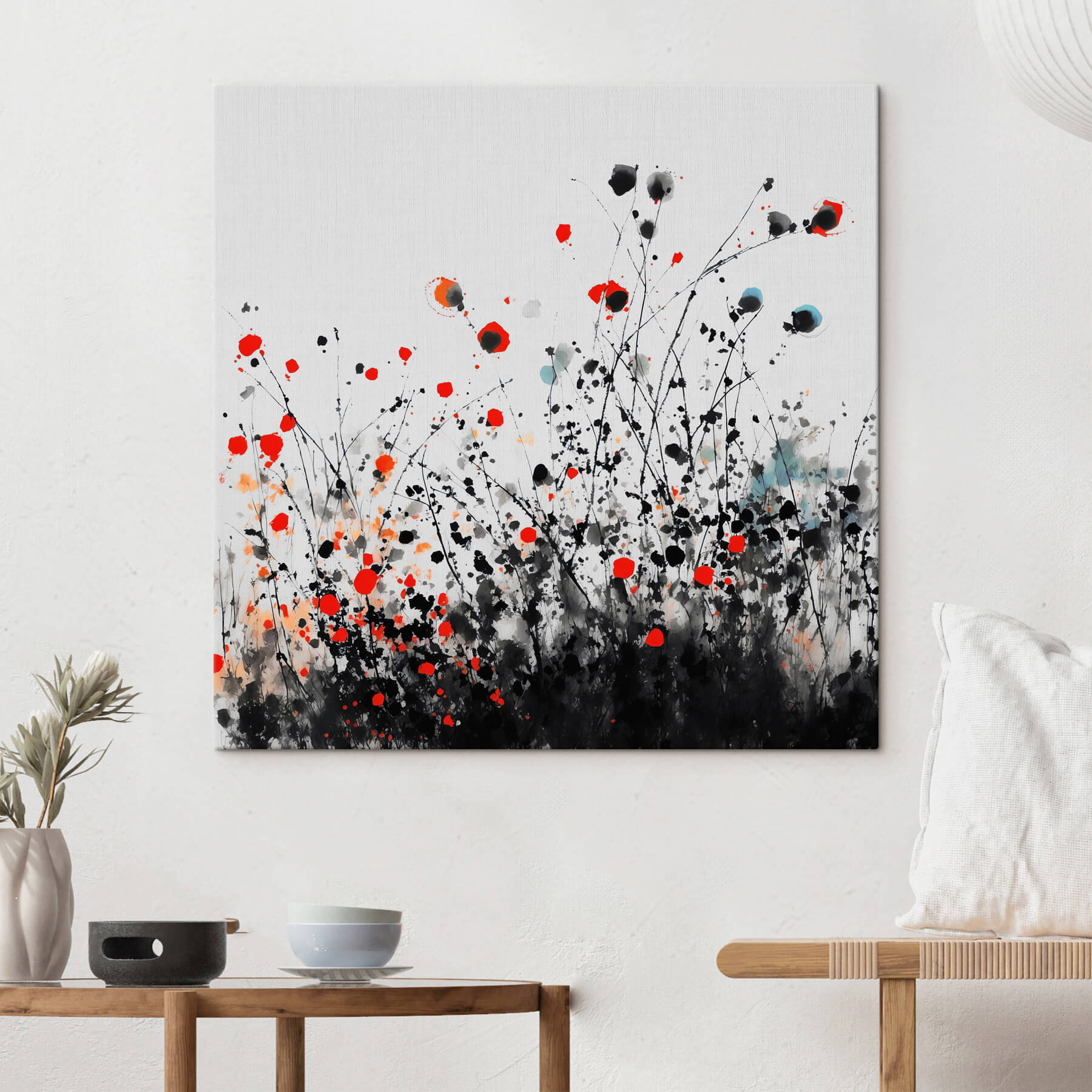 Group of flowers with red and black spots Group of flowers with red and black spots