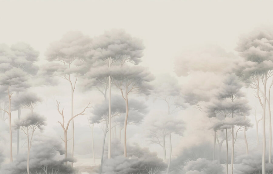 Grupo de árboles en un bosque con niebla