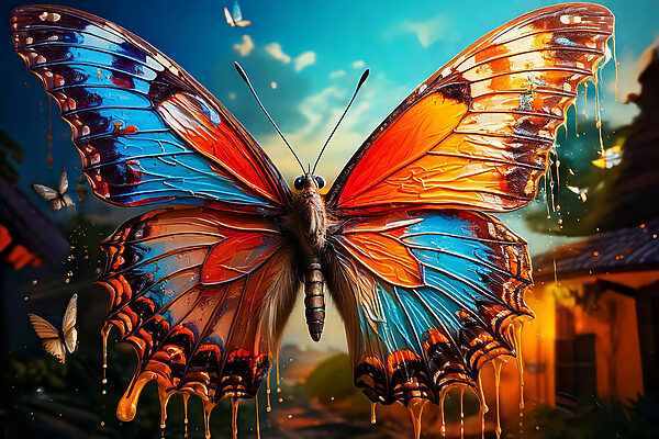 Butterfly with orange and blue wings Butterfly with orange and blue wings