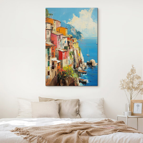 Cuadros Cuadro de un colorido pueblo situado en un acantilado junto al mar (SKU: s42002) Cuadros Cuadros Cuadro de un colorido pueblo situado en un acantilado junto al mar (SKU: s42002)