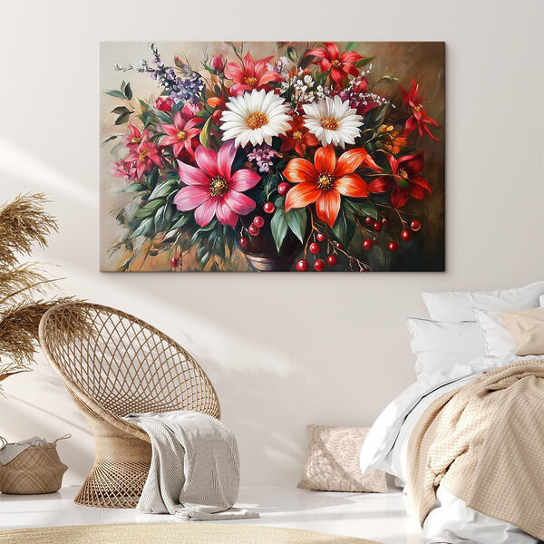 Painting of flowers in a vase Painting of flowers in a vase