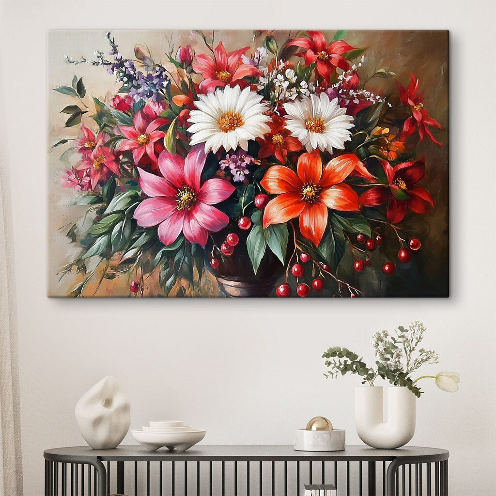 Painting of flowers in a vase Painting of flowers in a vase
