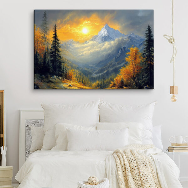 Cuadros Paisaje de montaña con árboles y nubes (SKU: s42006) Cuadros Cuadros Paisaje de montaña con árboles y nubes (SKU: s42006)