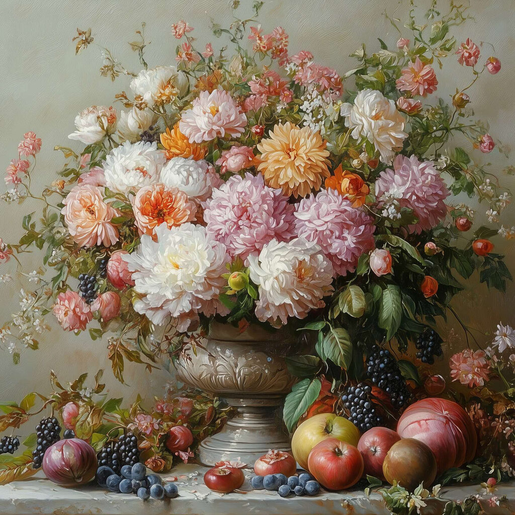 Painting of flowers in a vase
