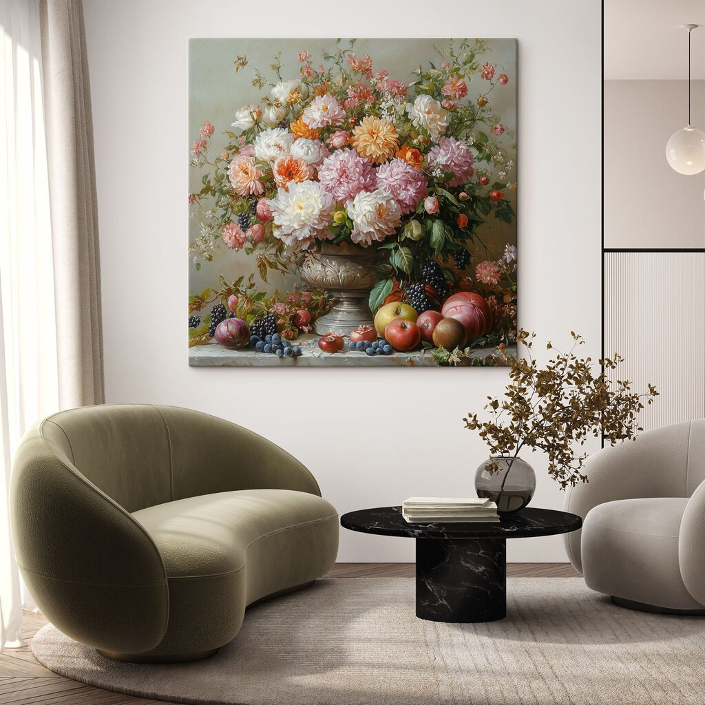 Painting of flowers in a vase