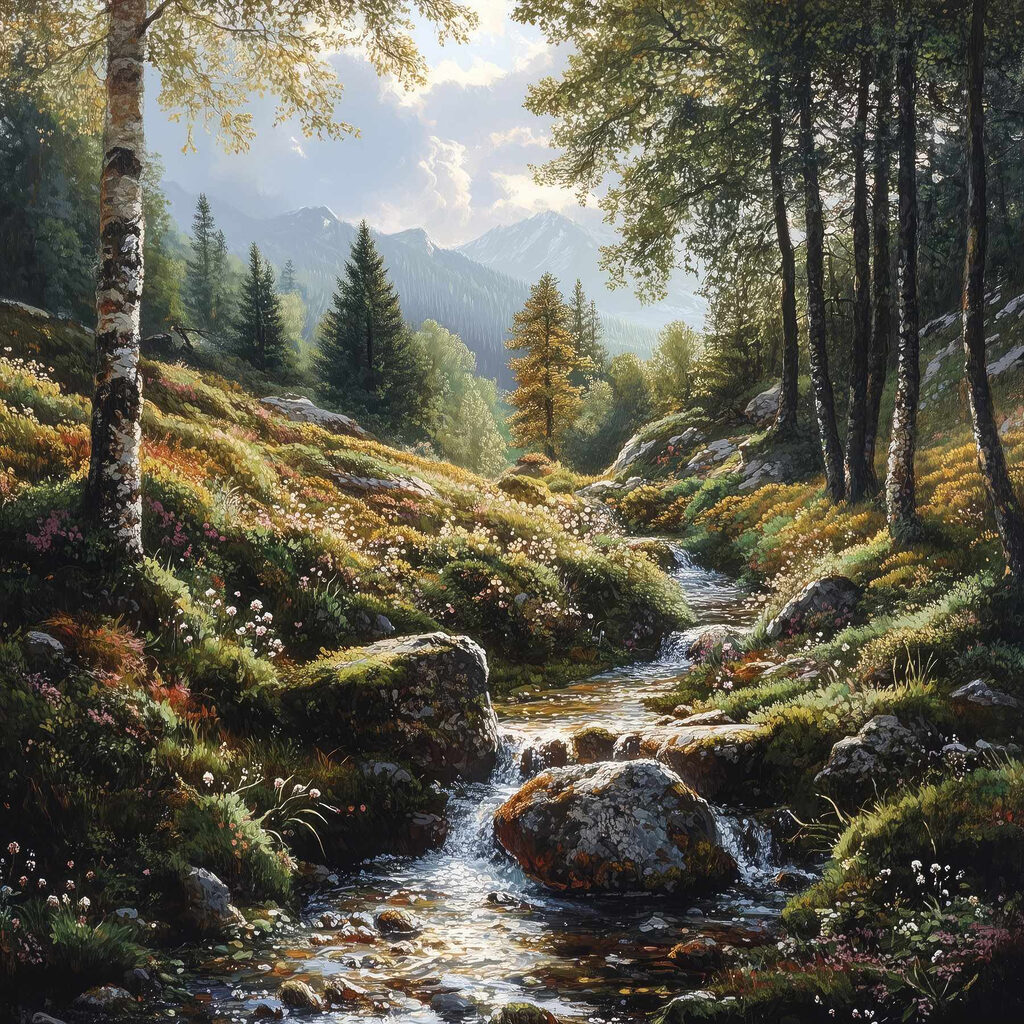 Stream running through a forest Stream running through a forest