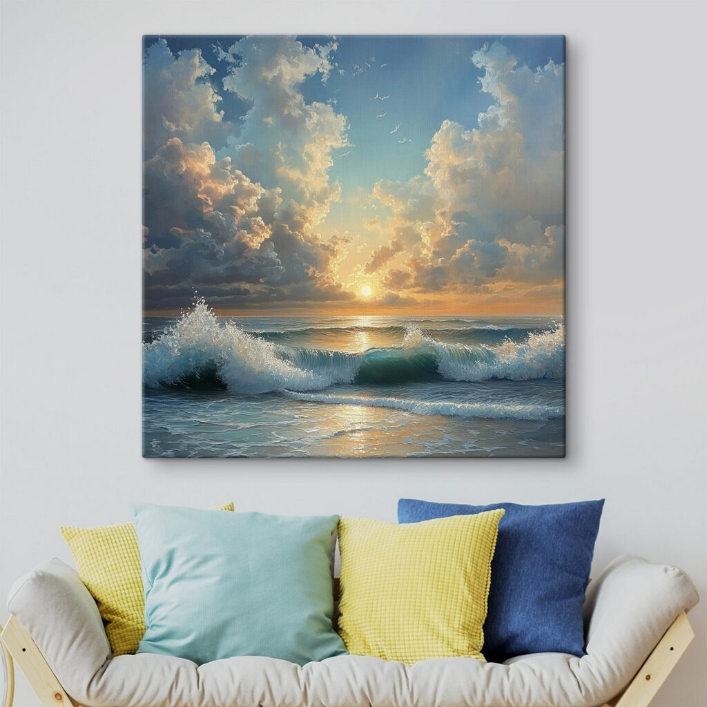 Waves crashing on the beach