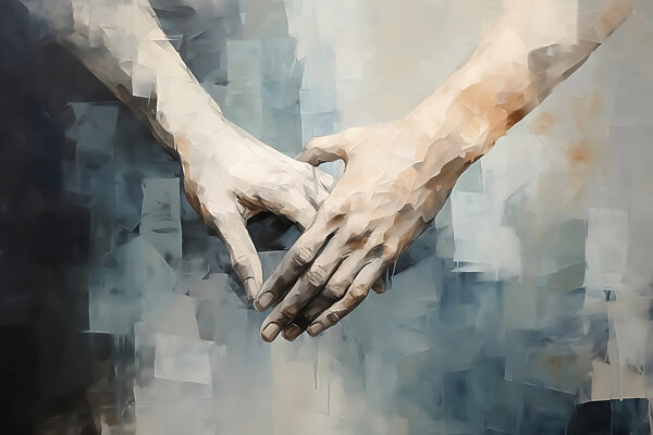 Touching hands connect in unity