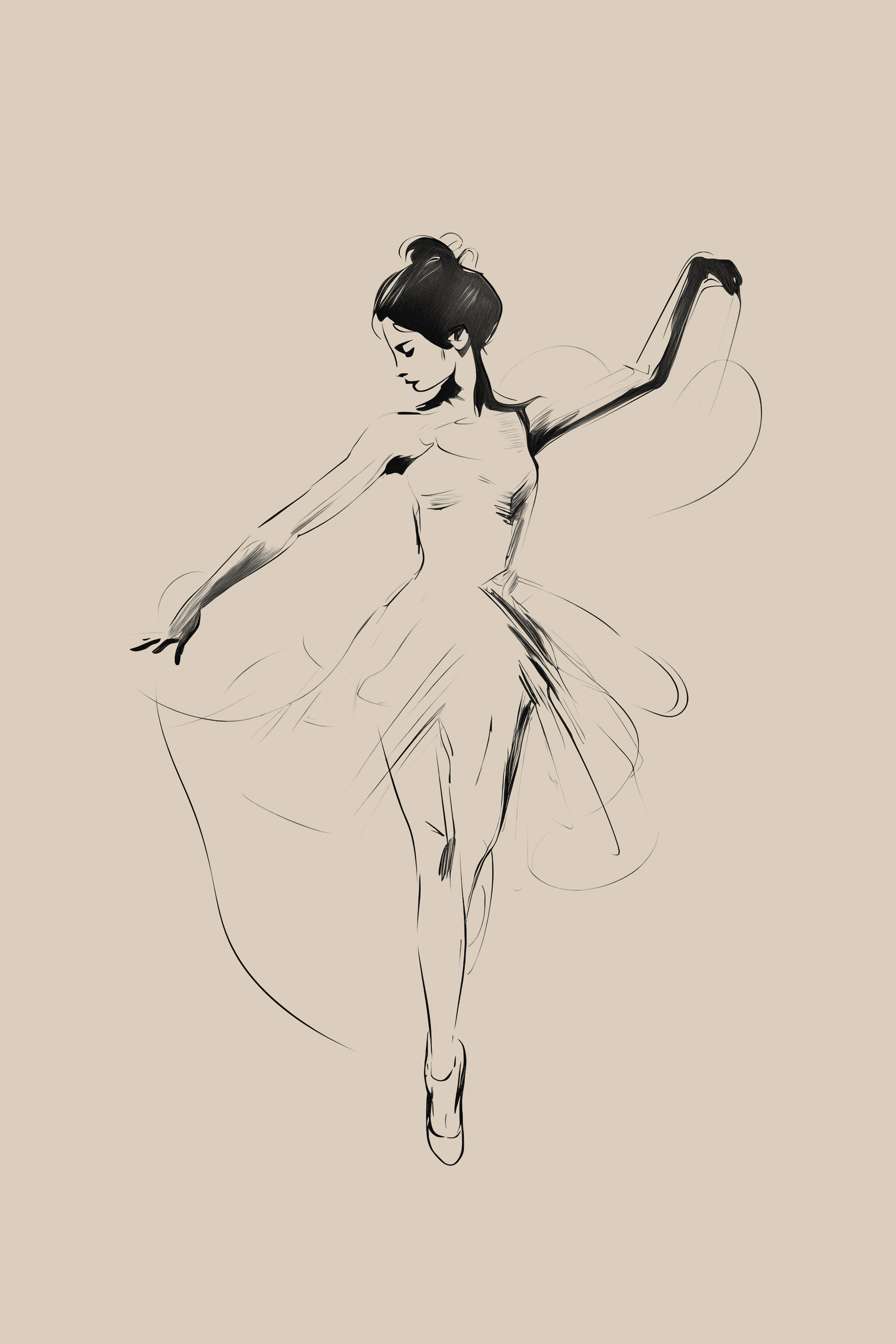 Drawing of a woman dancing