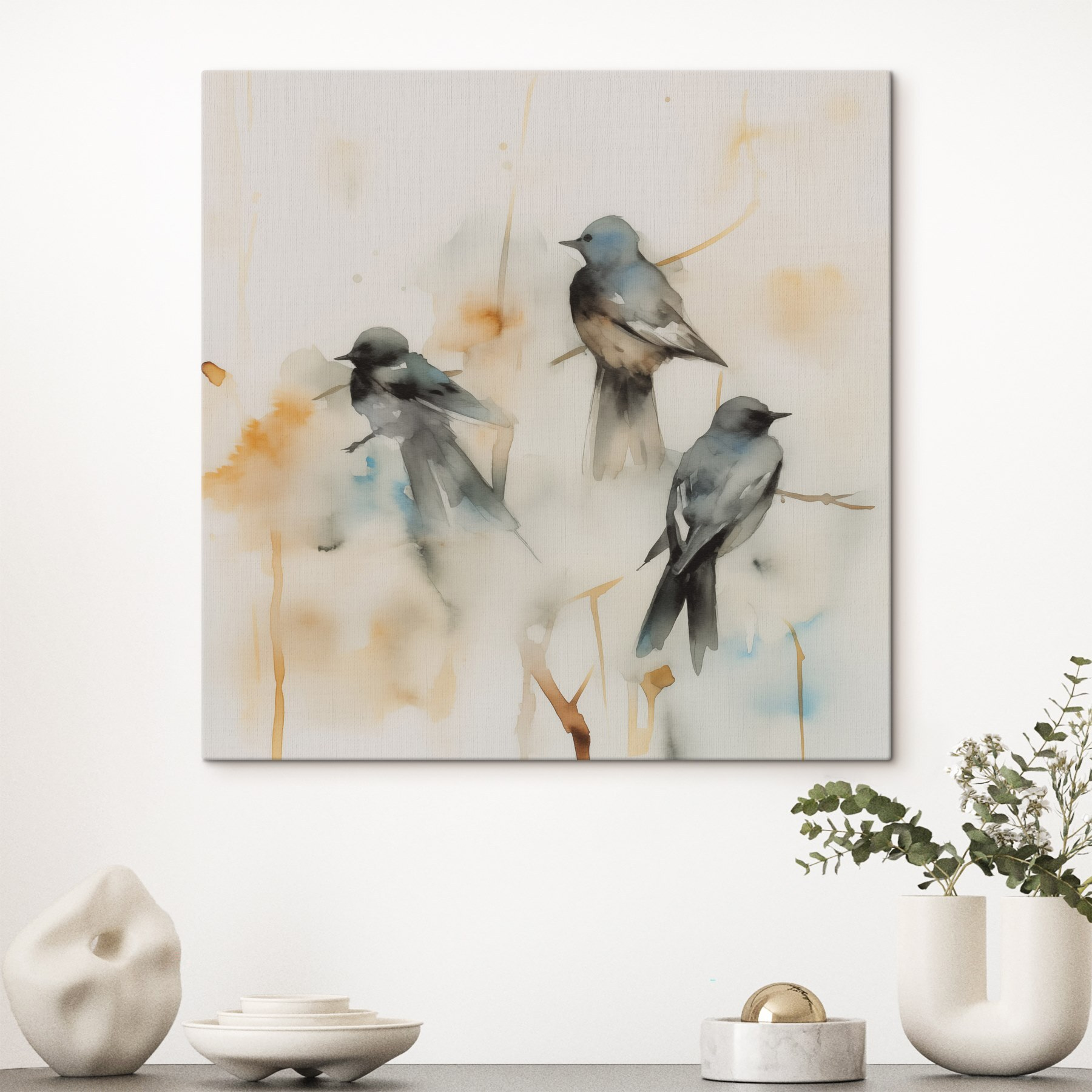 Group of birds on a branch Group of birds on a branch