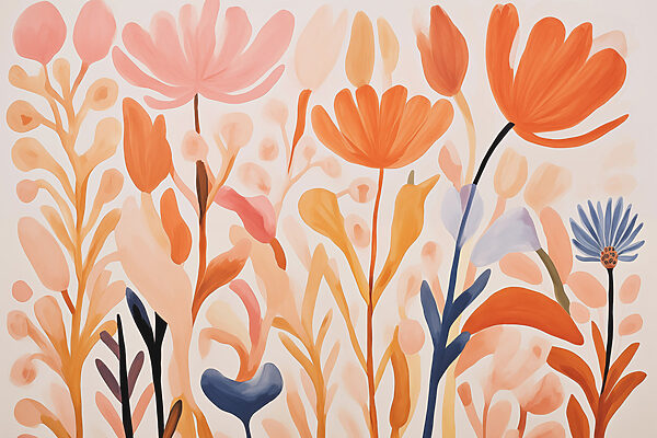 Painting of flowers and leaves Painting of flowers and leaves