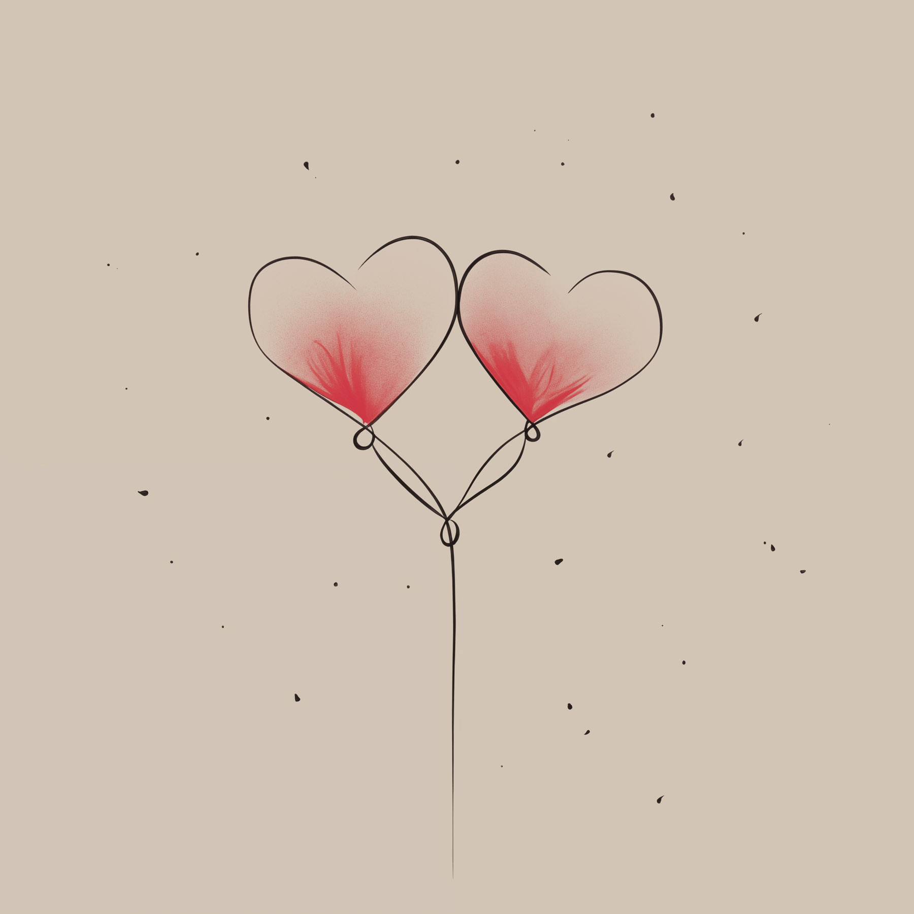 Two hearts drawn on a string
