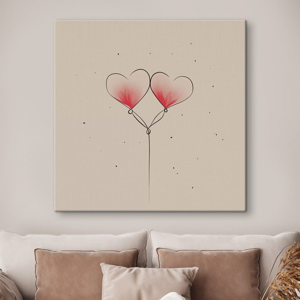 Two hearts drawn on a string