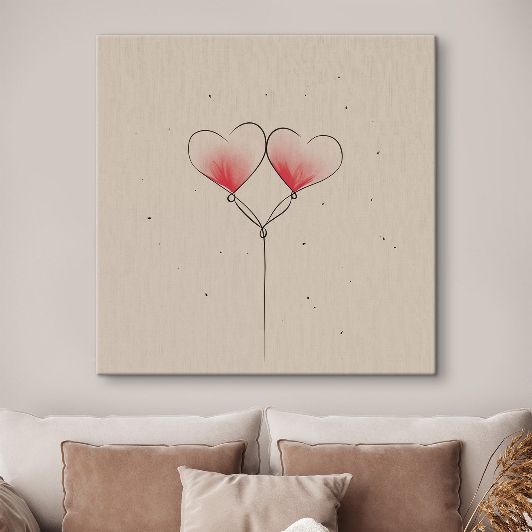 Two hearts drawn on a string