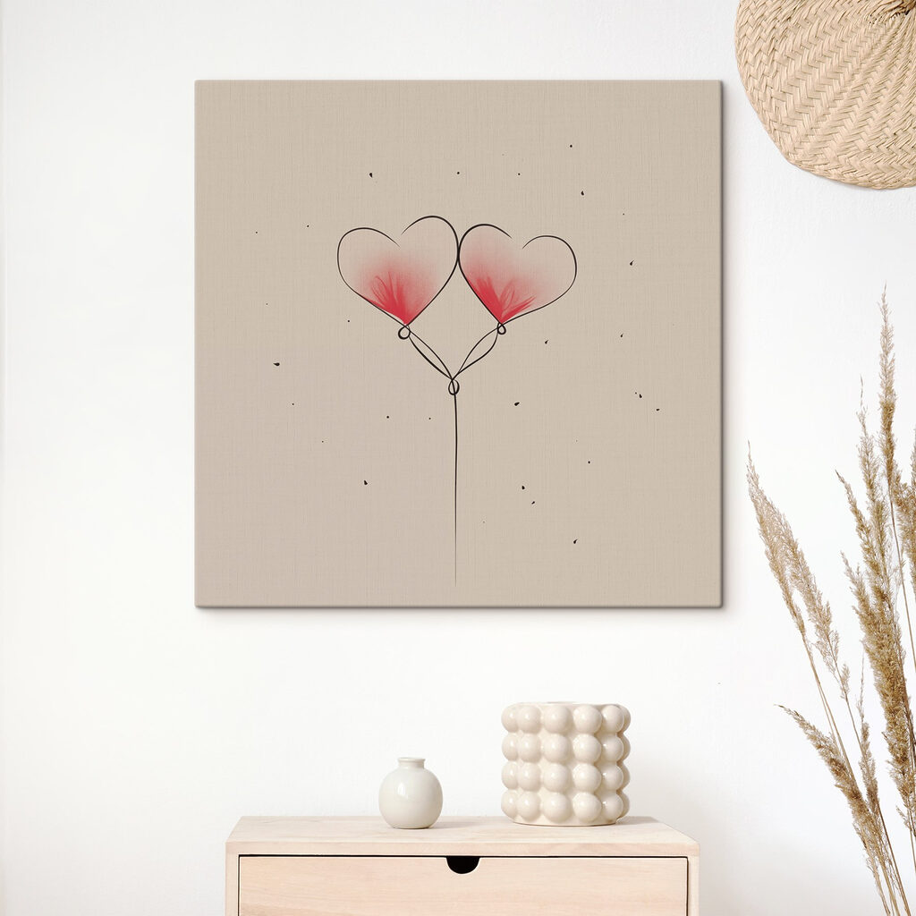 Two hearts drawn on a string