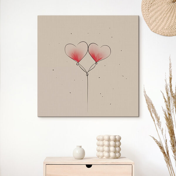 Two hearts drawn on a string