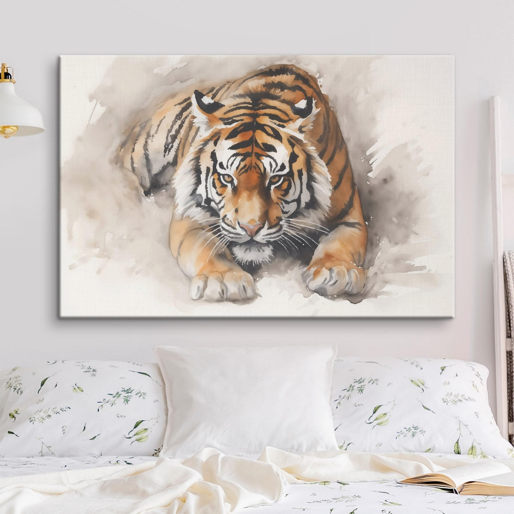 Watercolor of a tiger lying down Watercolor of a tiger lying down