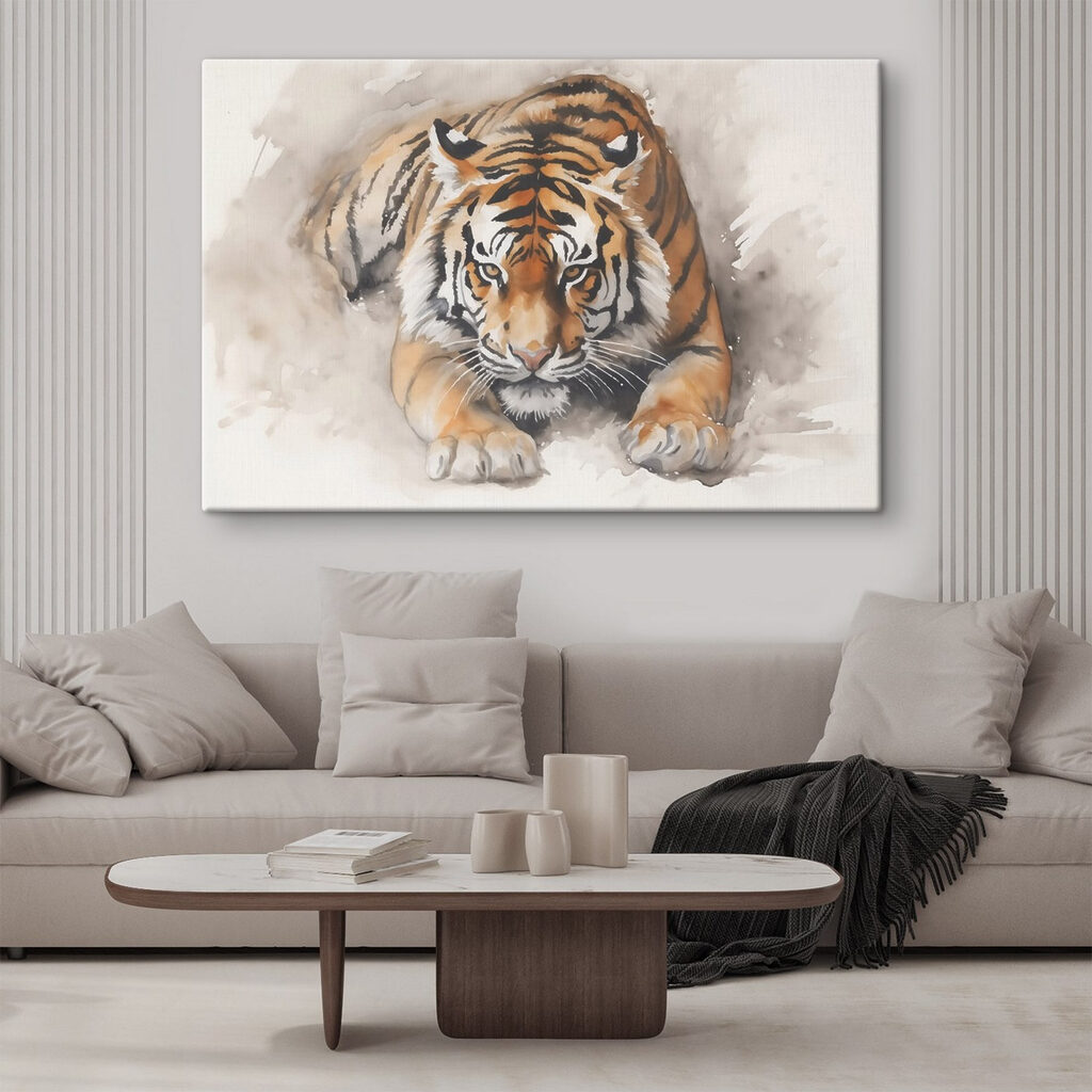 Watercolor of a tiger lying down Watercolor of a tiger lying down
