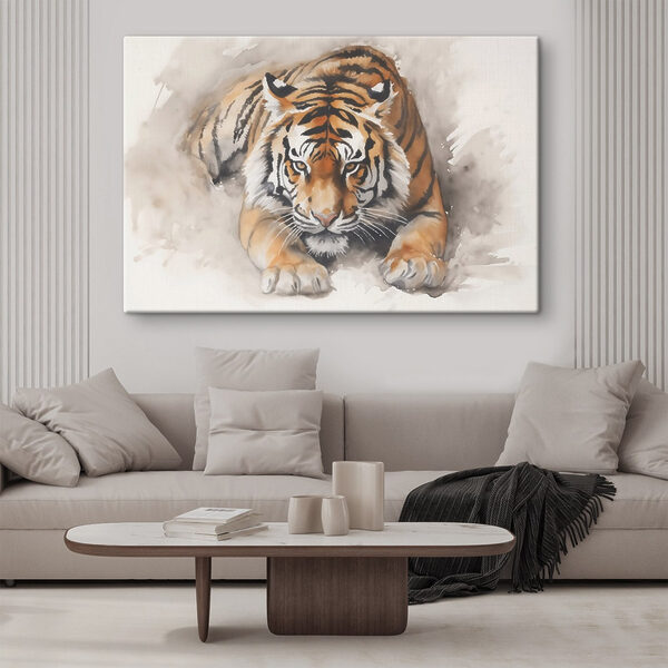 Watercolor of a tiger lying down Watercolor of a tiger lying down