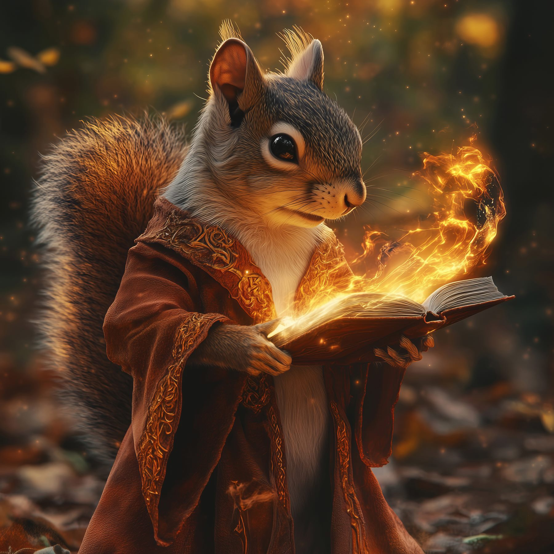 Squirrel holding a book with flames coming out of it Squirrel holding a book with flames coming out of it