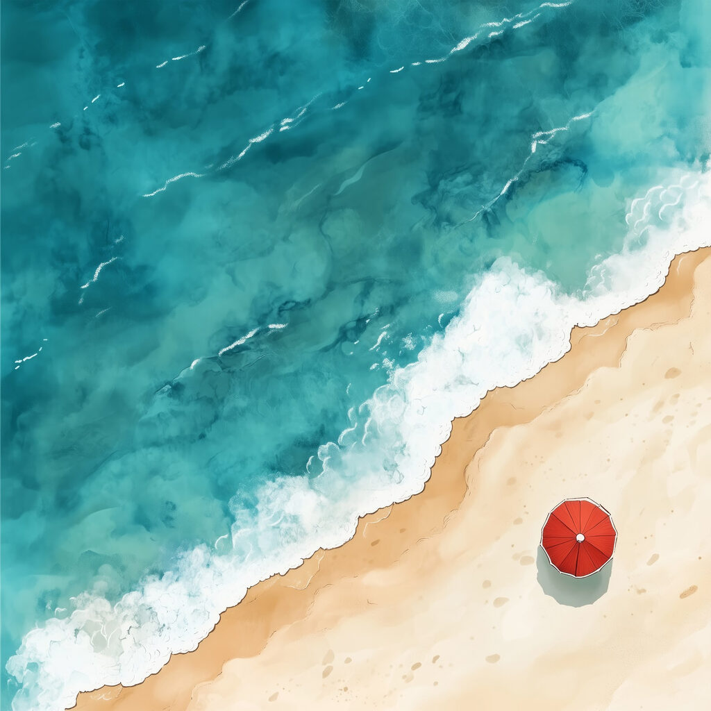 An umbrella on a beach