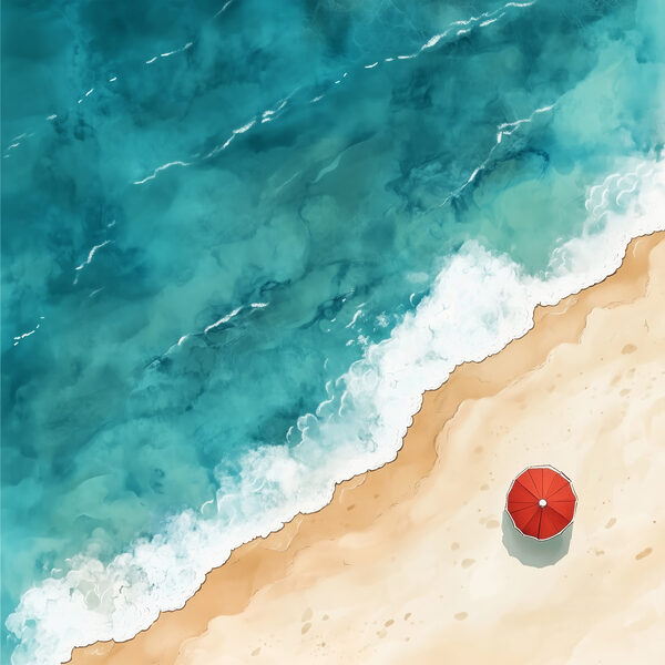 An umbrella on a beach