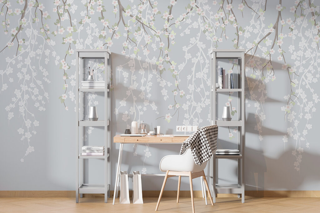 White flowers on a tree branch