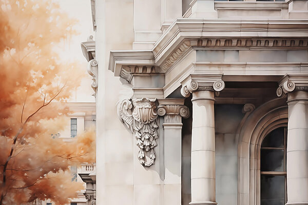 Edificio con columnas y una ventana Edificio con columnas y una ventana